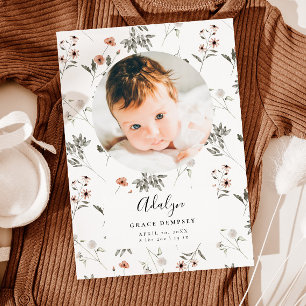 Girl Birth Announcement Card Wildflower