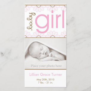 Girl Birth Announcement - Photo Card
