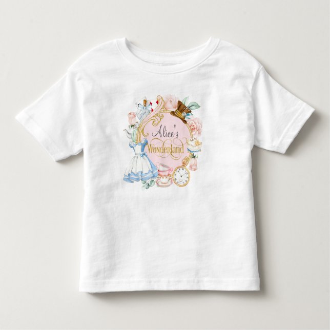 Girl birthday Alice in Wonderland Toddler T-shirt (Front)