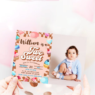 Girl Birthday Candy Two Sweet Party Invitation