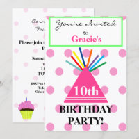 Girl Birthday Hat Pink Cupcake Name Any AGE