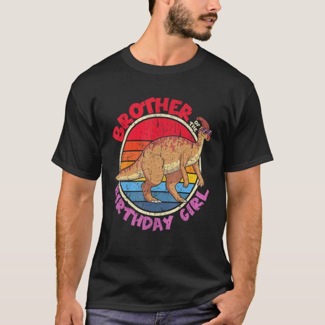 Girl Birthday I Brother I Parasaurolophus I Family T-Shirt (Front)