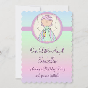 Girl Birthday Party Invitation Angel Design 3
