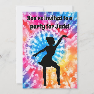 Girl Birthday Party Personalised Tie-Dye Rainbow Invitation