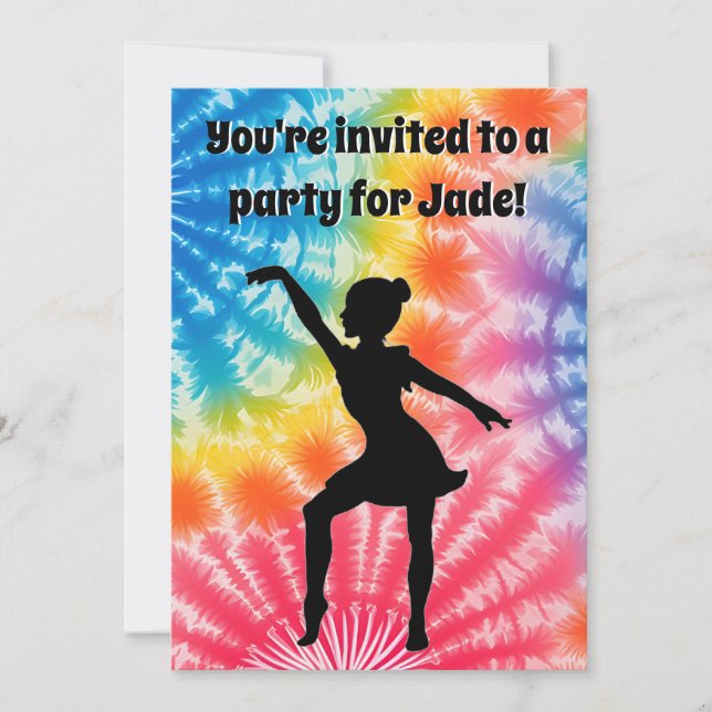Girl Birthday Party Personalised Tie-Dye Rainbow Invitation (Front)