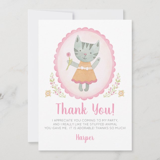 Girl Birthday Party Thank You Card (Front)