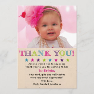 Girl birthday thank you card