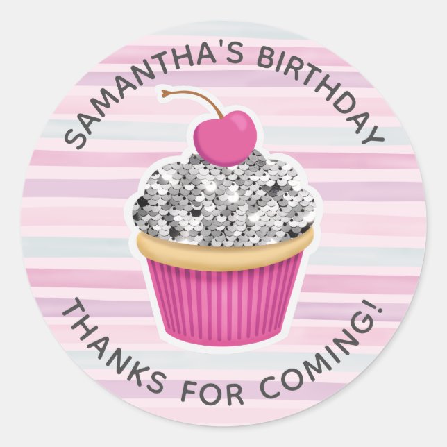 Girl Birthday thank you Classic Round Sticker (Front)