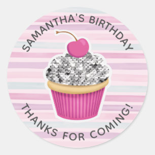 Girl Birthday thank you Classic Round Sticker