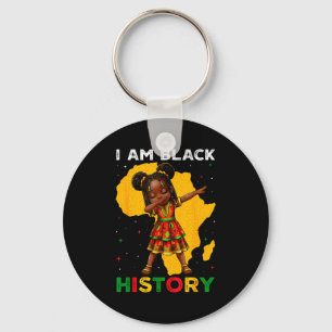 Girl Black History Month African American Afro Gir Key Ring