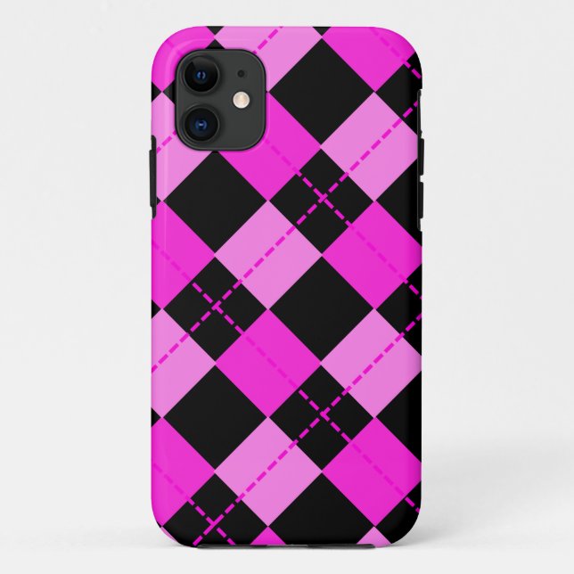 Girl Black &  Pink Argyle Pattern Case-Mate iPhone Case (Back)