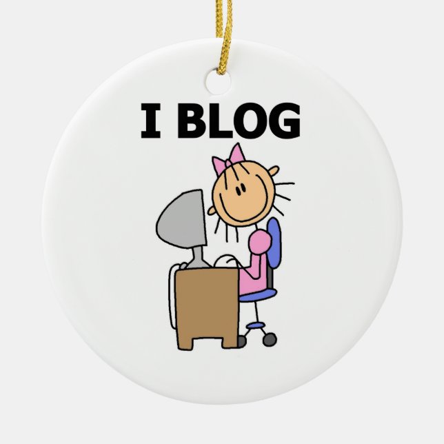 Girl Blogger Ceramic Ornament (Front)