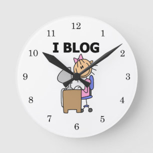 Girl Blogger Round Clock