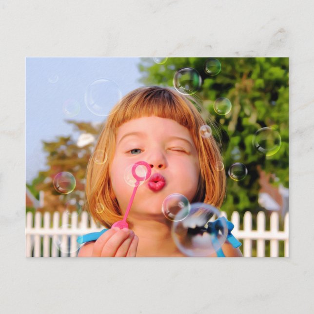 Girl Blowing Bubbles Postcard (Front)