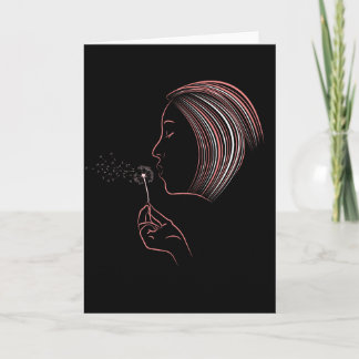 Girl Blowing Dandelion Greeting Card
