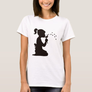 Girl Blowing on Dandelion silhouette T-Shirt