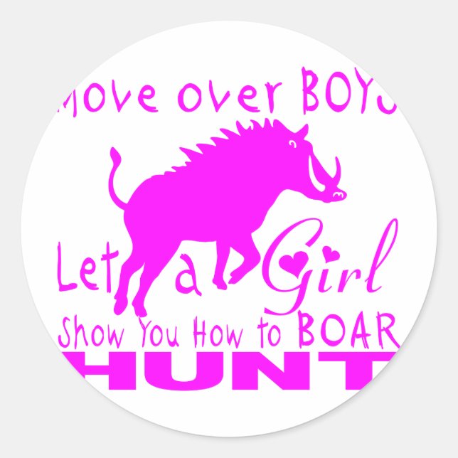 GIRL BOAR HUNTING CLASSIC ROUND STICKER (Front)