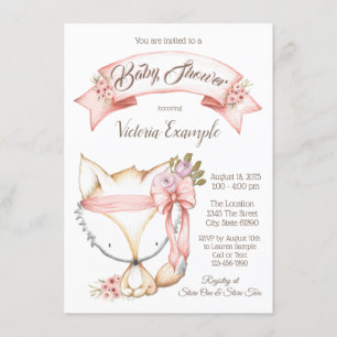 Girl Boho Fox Baby Shower Invitations