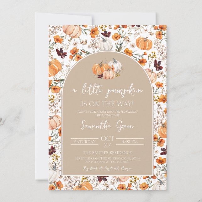 Girl Boho Pumpkin Baby Shower Invitation (Front)