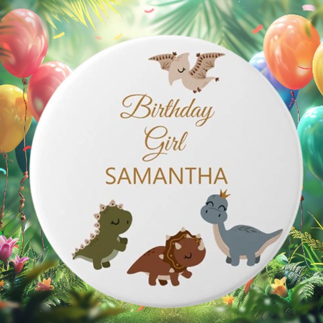 GIRL Boho T rex Dinosaur 7.5 Cm Round Badge (Unleash your style with the GIRL Boho T rex Dinosaur Button!)