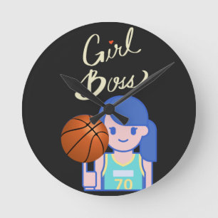 Girl Boss Basketball   Round Clock
