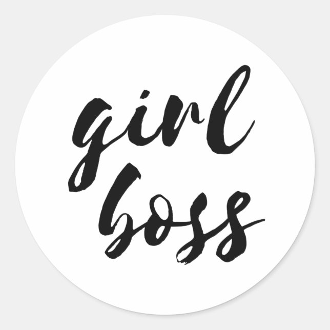 Girl boss black font classic round sticker (Front)
