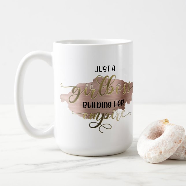 Girl Boss Building Her Empire Rose Gold Coffee Coffee Mug (With Donut)