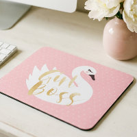 Girl Boss | Chic Girly White Swan & Polka Dot