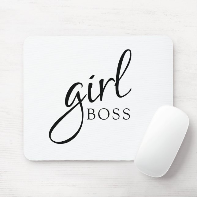 Girl Boss Chic Typography Minimalist Mouse Pad (With Mouse)