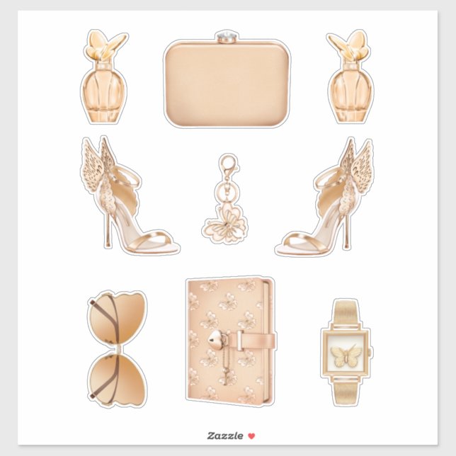 Girl Boss Decals High Fashion Rose Gold Stickers (Sheet)