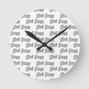 Girl Boss Empowered Lady Entrepreneur Feminism Round Clock