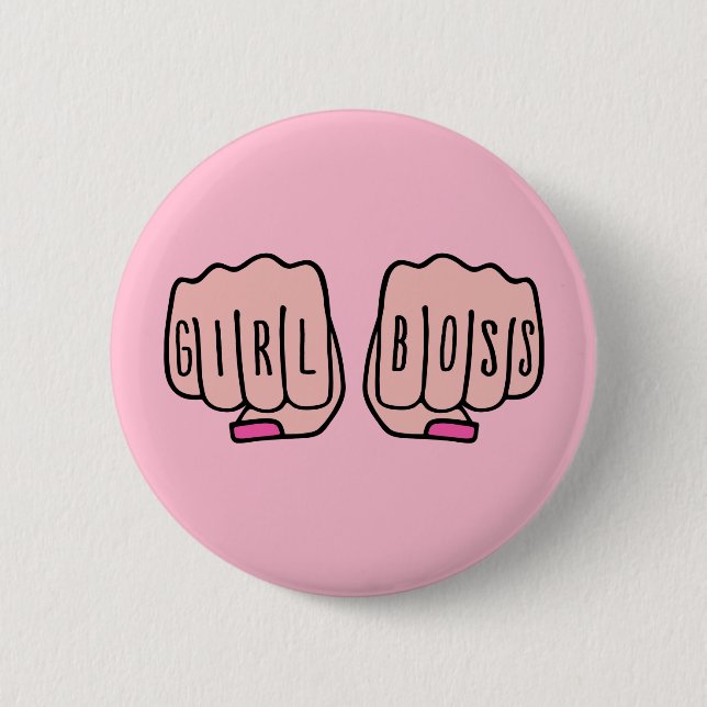 Girl boss female hands 6 cm round badge (Front)