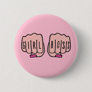Girl boss female hands 6 cm round badge