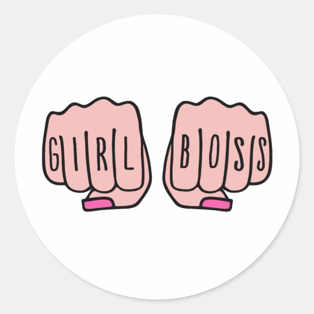 Girl boss female hands classic round sticker (Front)