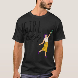 Girl Boss Funny  With A Boss Woman Raising A Bottl T-Shirt