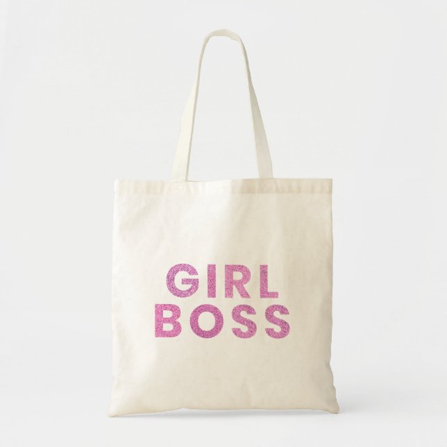Girl Boss Glitter Purple Modern Girly Chic Tote Bag (Front)