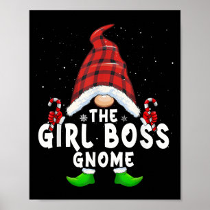 Girl Boss Gnome Buffalo Plaid Matching Family Chri Poster