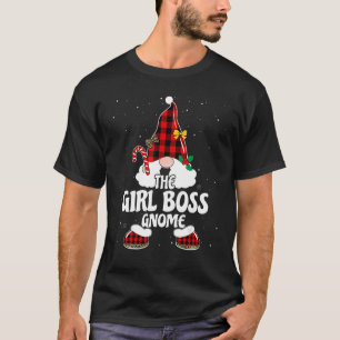 Girl Boss Gnome Buffalo Plaid Matching Family Chri T-Shirt