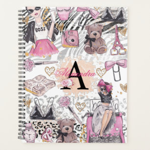 Girl Boss Luxury Black Pink Illustration Planner