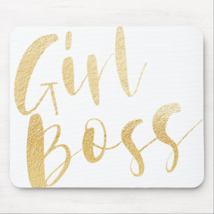 Girl Boss   Minimalistic Brush Script Handwriting Mouse Pad