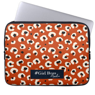 Girl Boss Personalised Bold Leopard Print Laptop Sleeve
