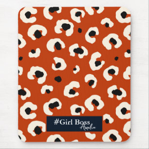 Girl Boss Personalized Bold Leopard Print Mouse Pad
