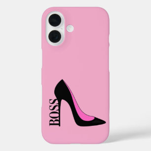 Girl Boss Pink Black Heel iPhone 16 Case