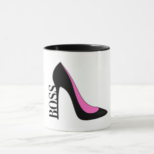 Girl Boss Pink Black Heel Mug