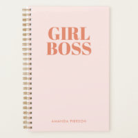 GIRL BOSS Pink Red Retro Calligraphy  Planner