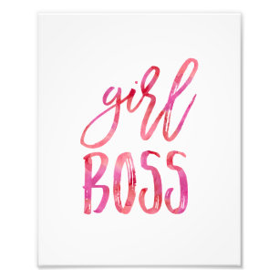 Girl Boss   Pink Watercolor Art Print