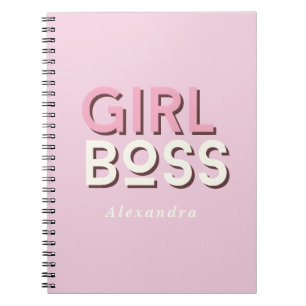 Girl Boss Retro Minimal Pink Notebook