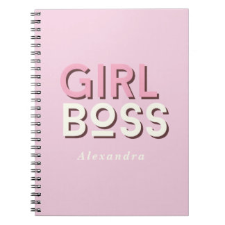 Girl Boss Retro Minimal Pink Notebook