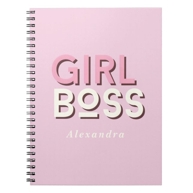 Girl Boss Retro Minimal Pink Notebook (Front)