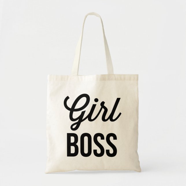 GIRL BOSS | Retro Typography Mug Tote Bag (Front)